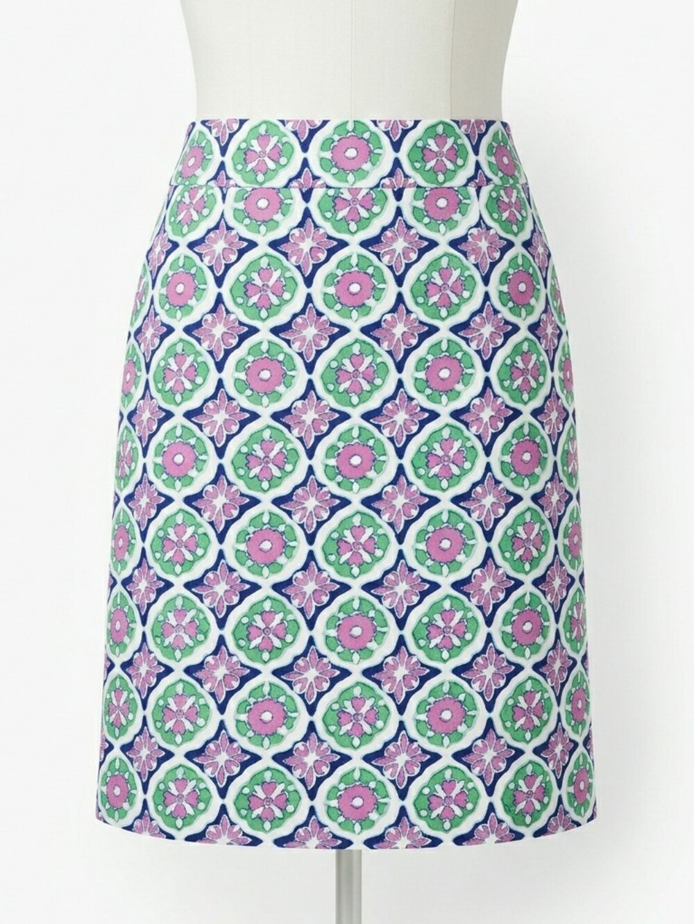 TALBOTS Lavender Mint Blue Geometric Floral A‑Line Skirt Size 4
